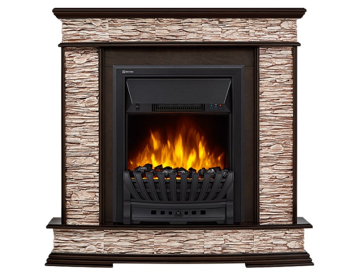 Портал Firelight Scala Classic камень сланец скалистый бурый, шпон тёмный дуб